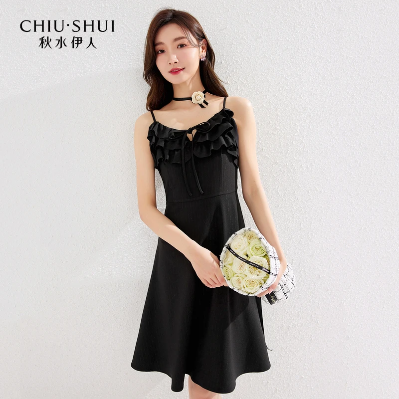 【直播】秋水伊人夏季性感荷叶边吊带连衣裙0404