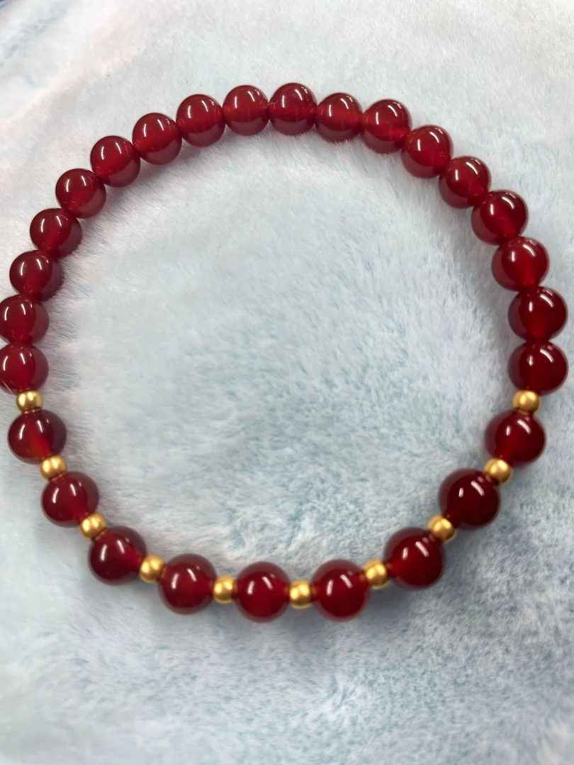B(001）足金十全十美约3mm古法金珠10颗（赠卡六红玛 瑙/玉 髓手串）