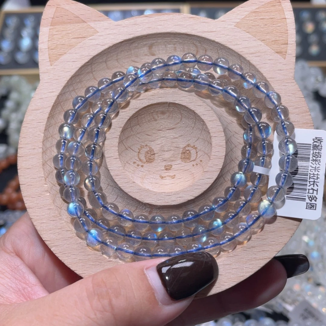 手链未镶嵌长石玻璃体灰月光手链多圈5mm+
