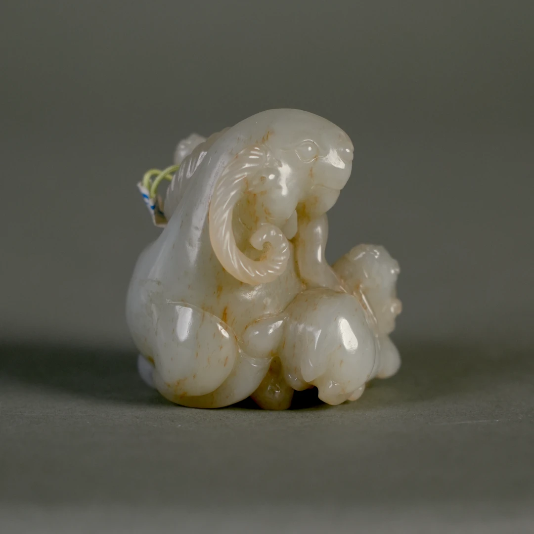 LOT 061321二十世纪 白玉雕三阳开泰摆件【古董拍卖】