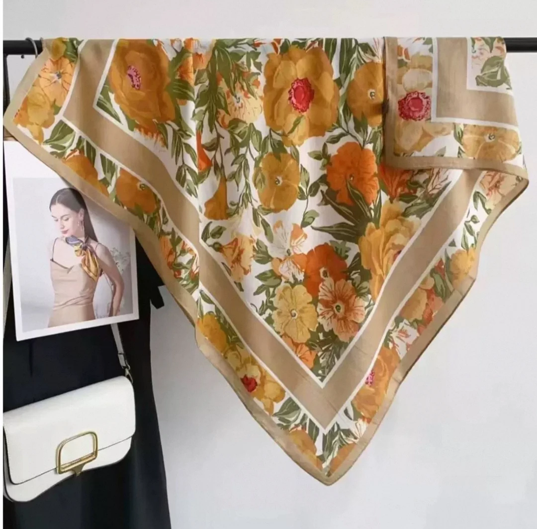 335 轻奢复古港风气质围巾女成人披肩90*90