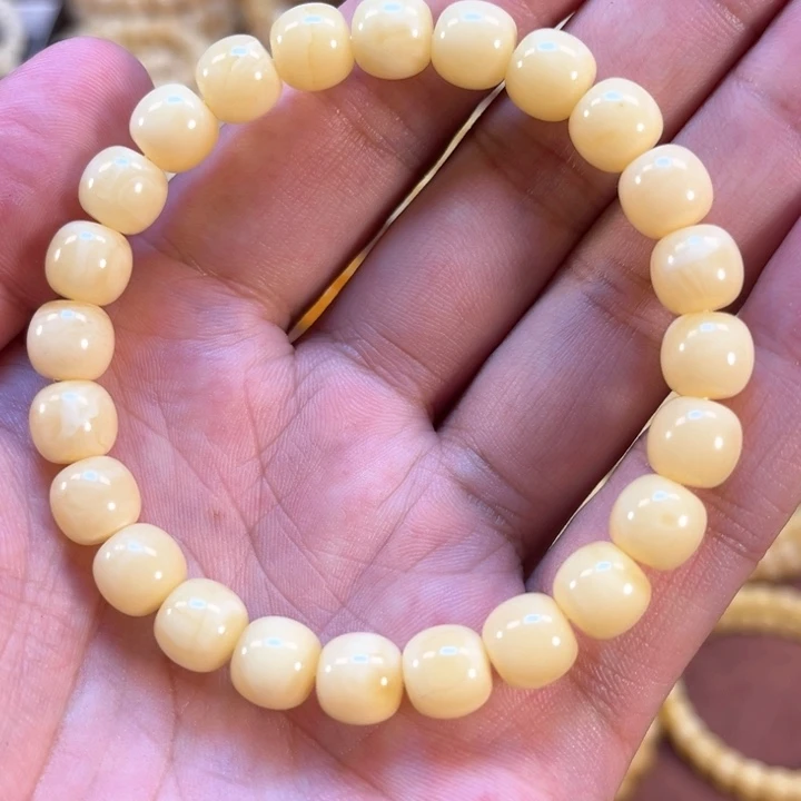 未镶嵌蜜蜡手串纯天然俄料奶白无纹精工高桩老型