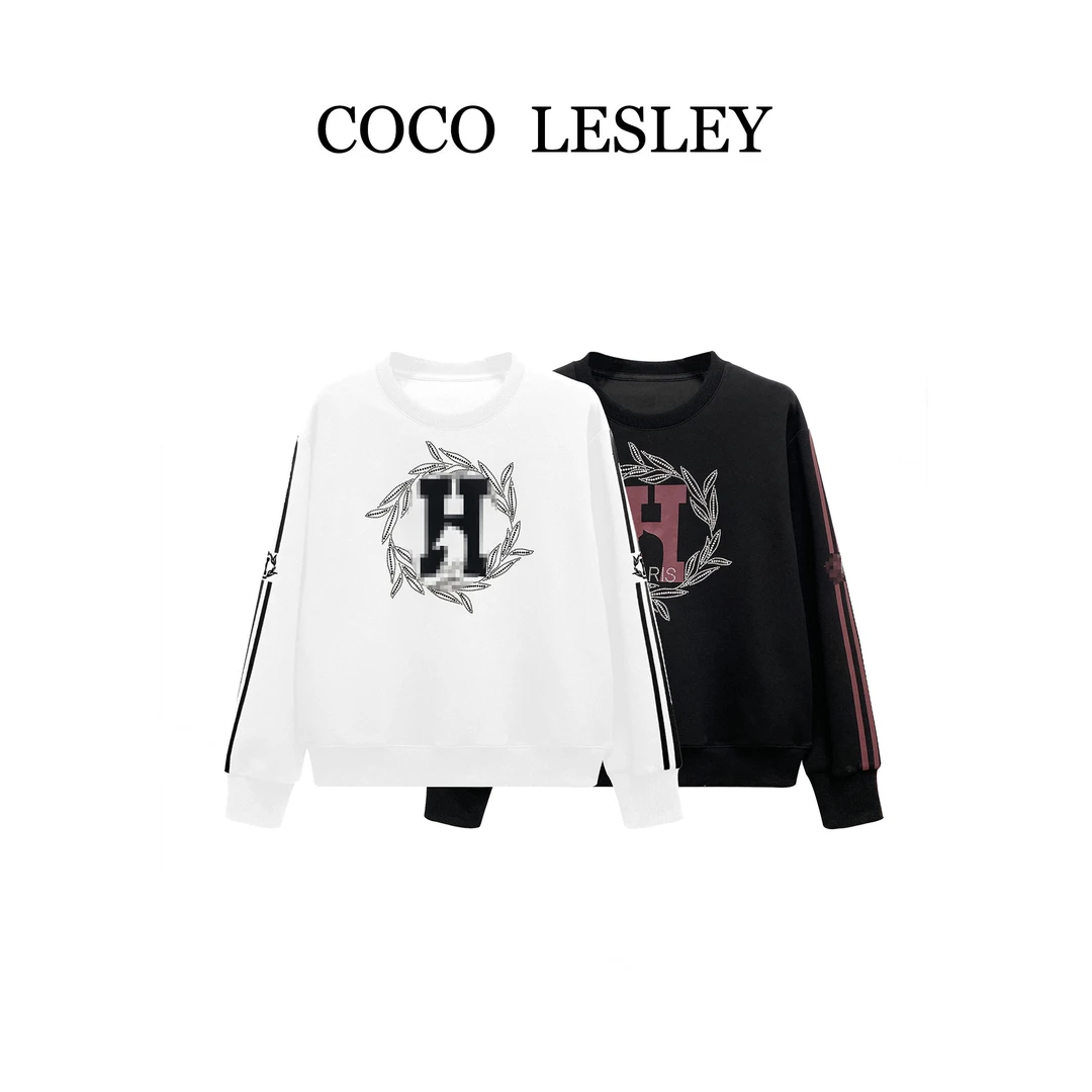 【COCO LESLEY】68265#印花烫钻卫衣2025秋冬百搭个性潮流上衣