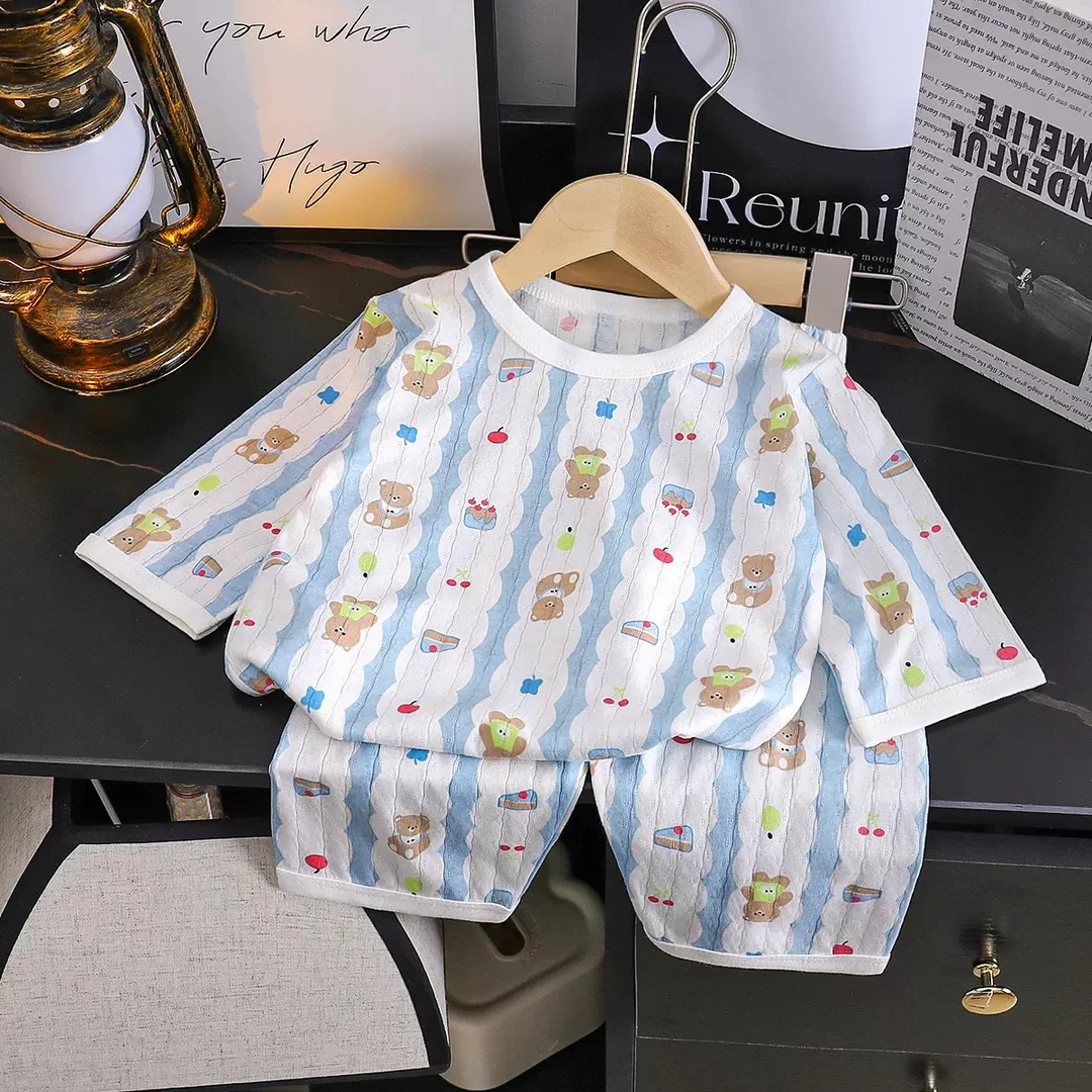 （夏季）宝宝分体套装外出扣号链接 5 套衣服(共十件)