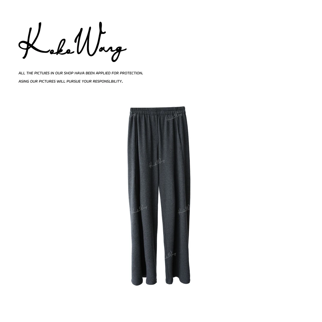 KOKO WANG早秋羊毛混纺松紧腰显瘦百搭糯米休闲裤 N2445H11K44