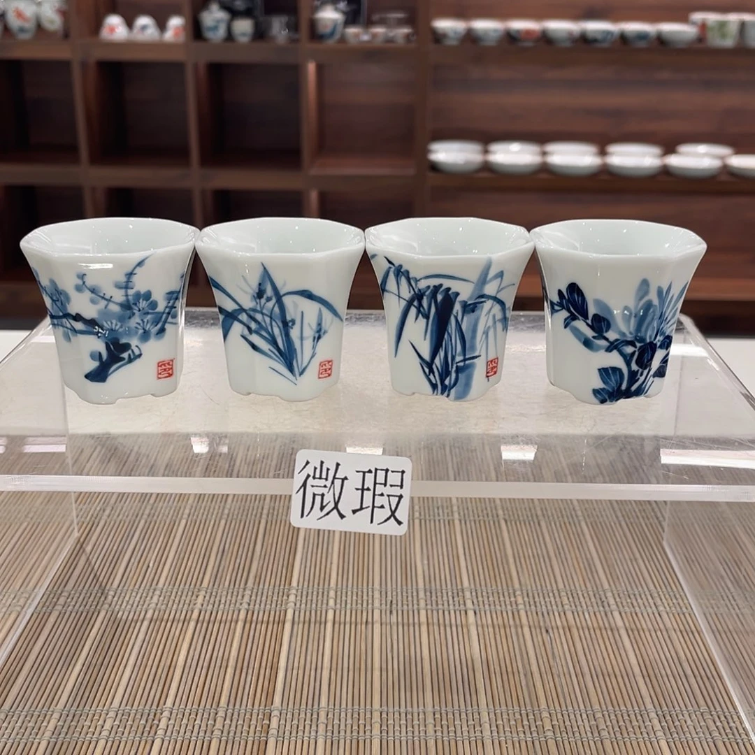釉下手绘茶具微瑕