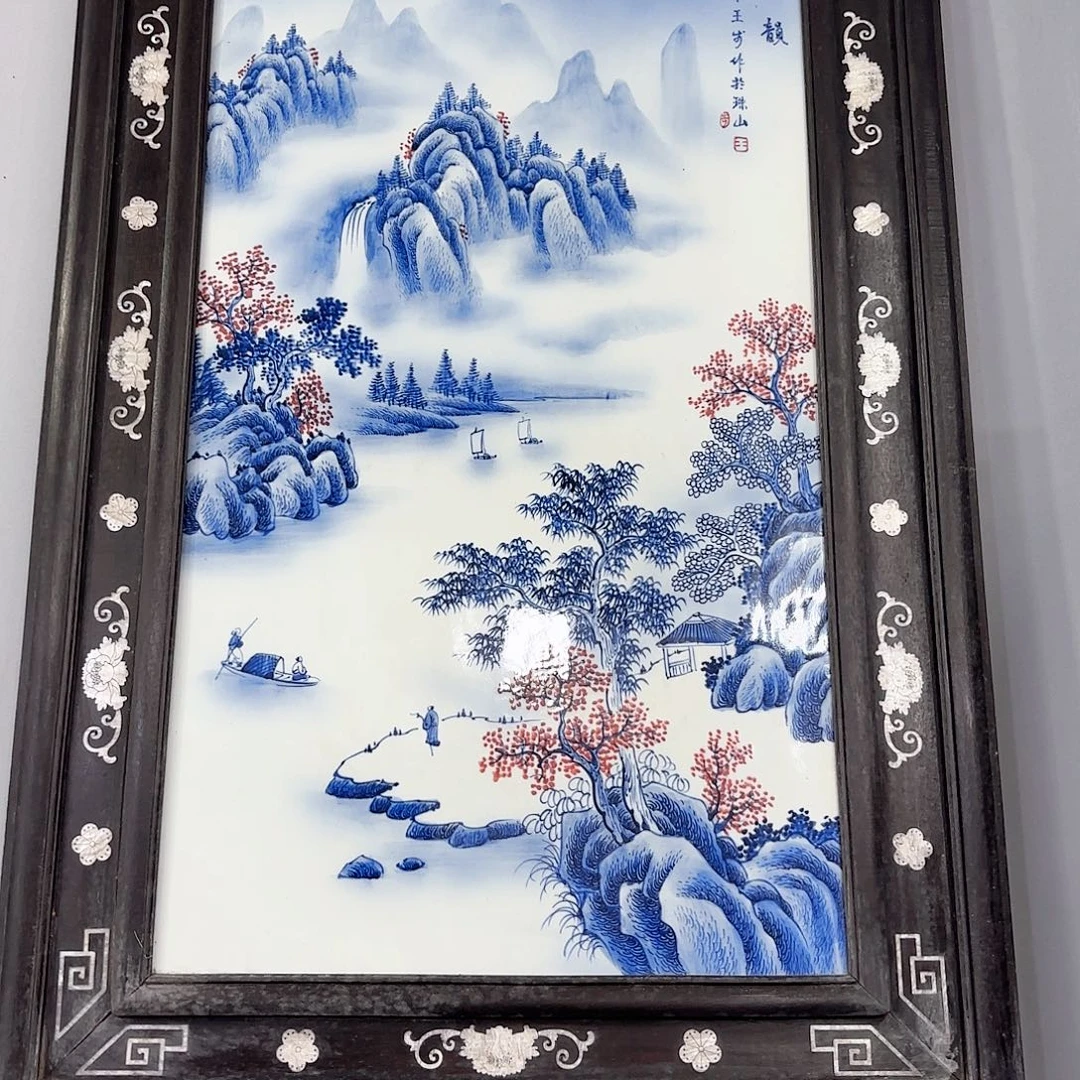 寒***影摆件景德镇陶瓷瓷板画