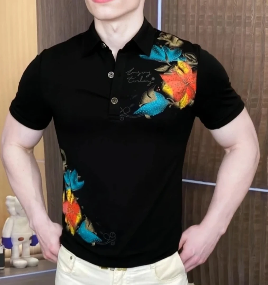 《缤纷绽放》夏季Polo衫潮流翻领商务修身百搭高品质帅气男士网红