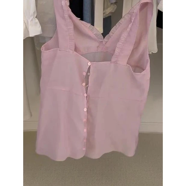 巨显温柔!独特漂亮无袖2025韩系气质叠穿显瘦小香风粉色吊带背心