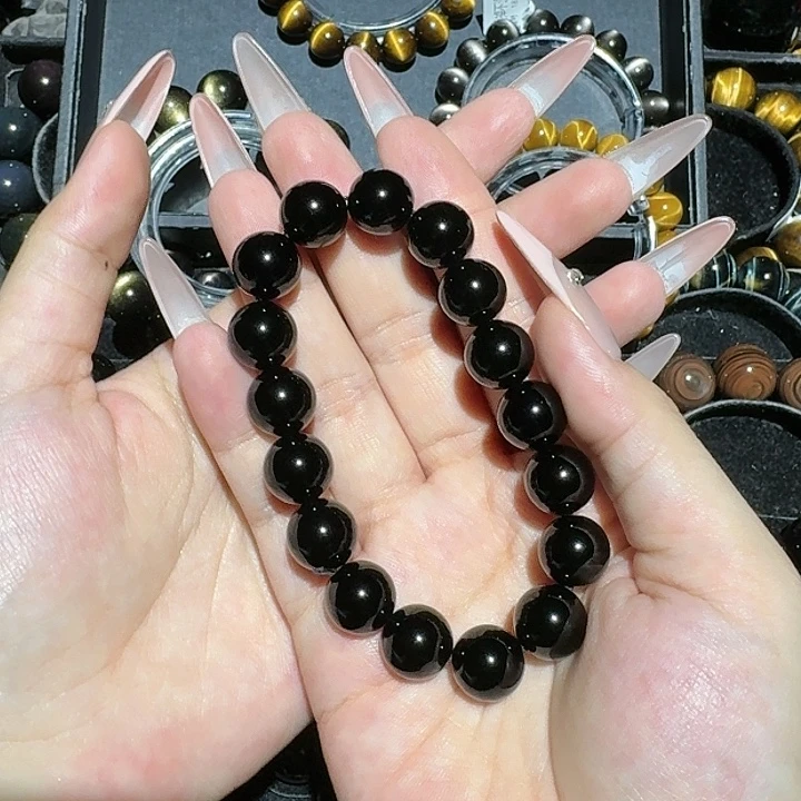 天***淡黑曜岩未镶嵌手链
