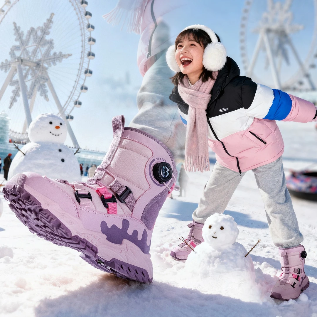 【踏雪小将3·0】男女童雪地靴加厚保暖冰爪靴防水防滑东北大棉鞋女