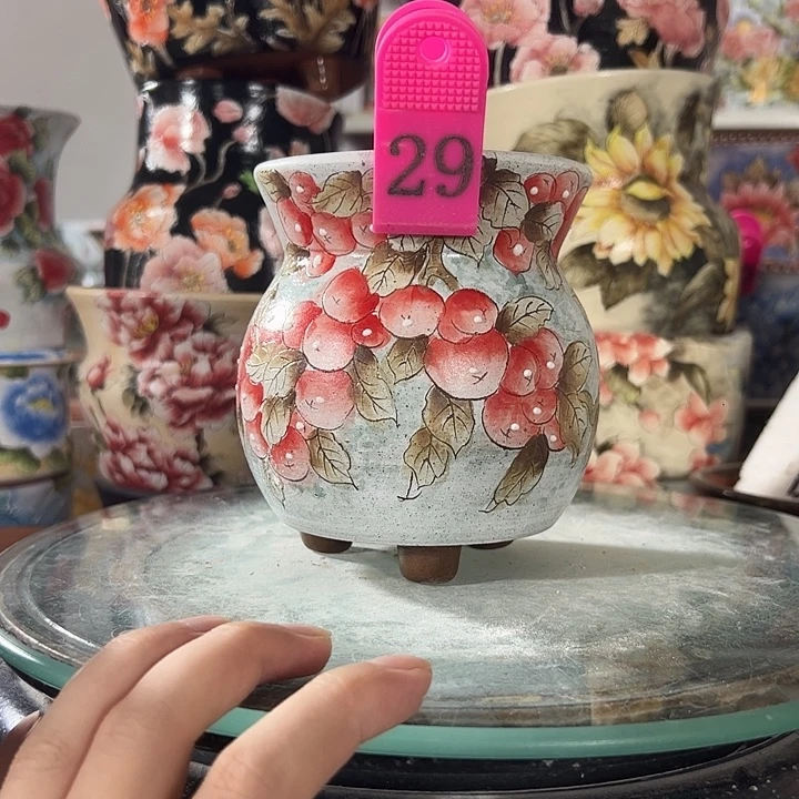 景德镇幸运花盆手绘韩式花盆