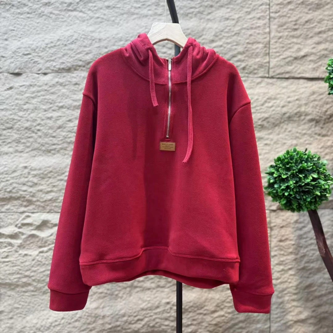 8262新款加绒加厚冬季简约休闲百搭连帽卫衣