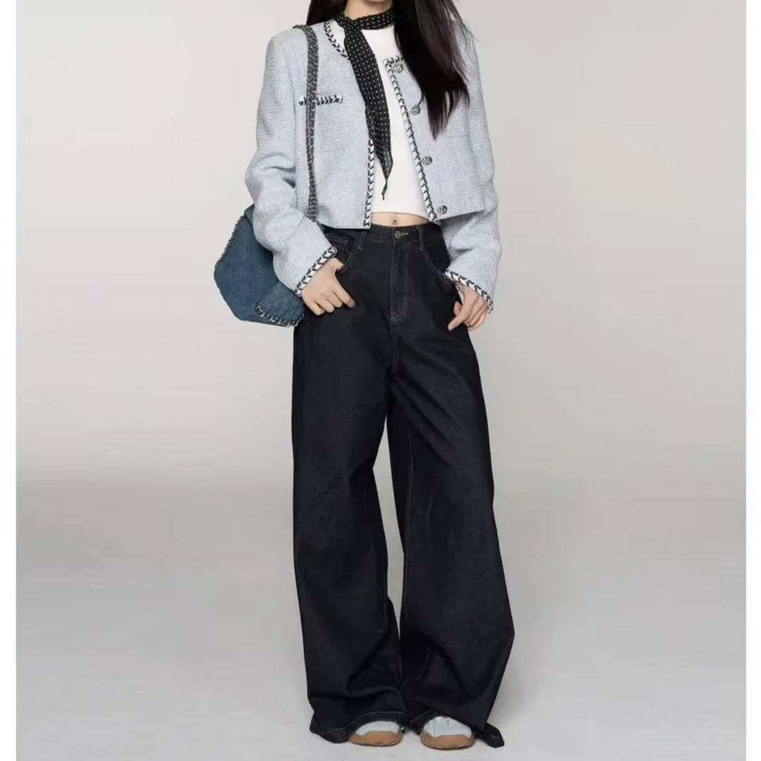 【小野莓】秋季百搭气质时尚千金感粗花呢短款小香风外套