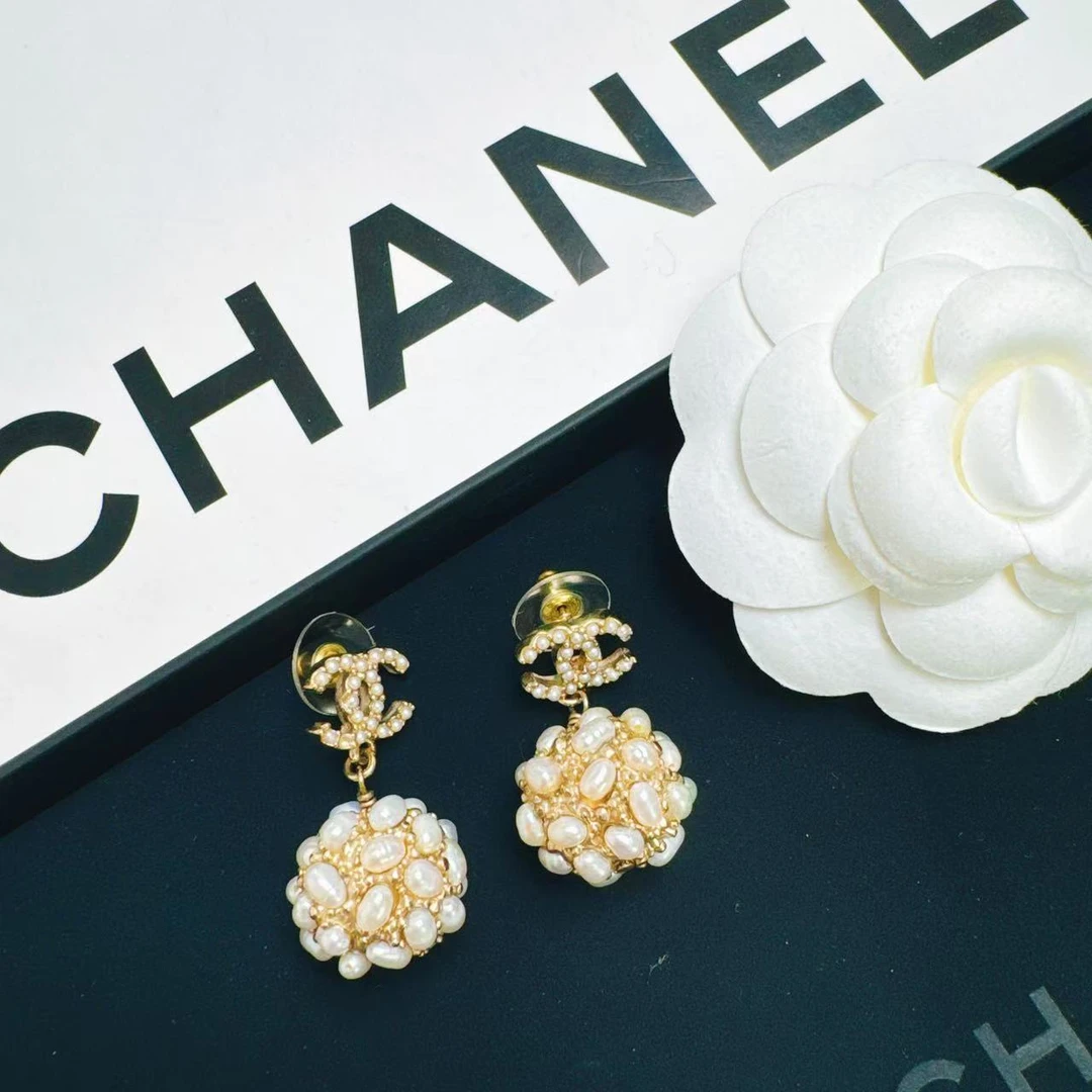 95新 Chanel/香奈儿 柚礼中古/香奈儿珍珠双C耳钉LZ501187