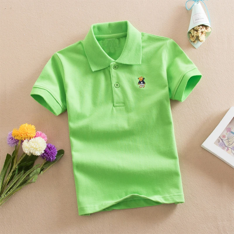 夏季白色短袖纯棉翻领POLO衫男童女童宝宝上衣