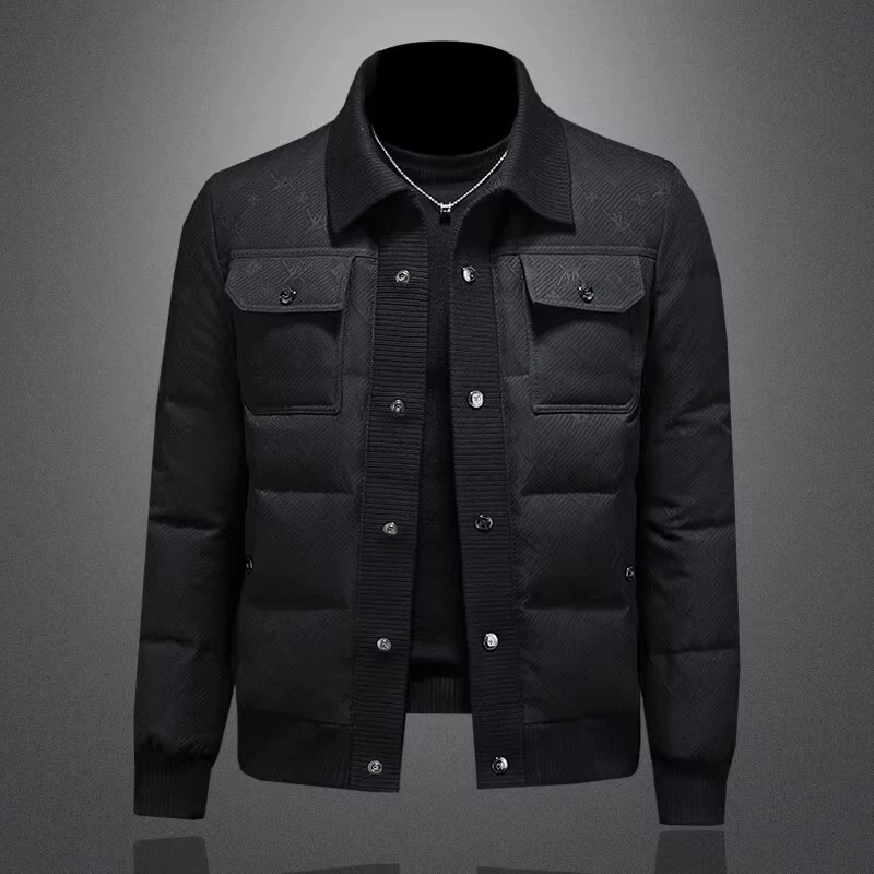 翻领男士羽绒服2025冬季90白鸭绒服男外套潮牌欧洲站加厚保暖外套