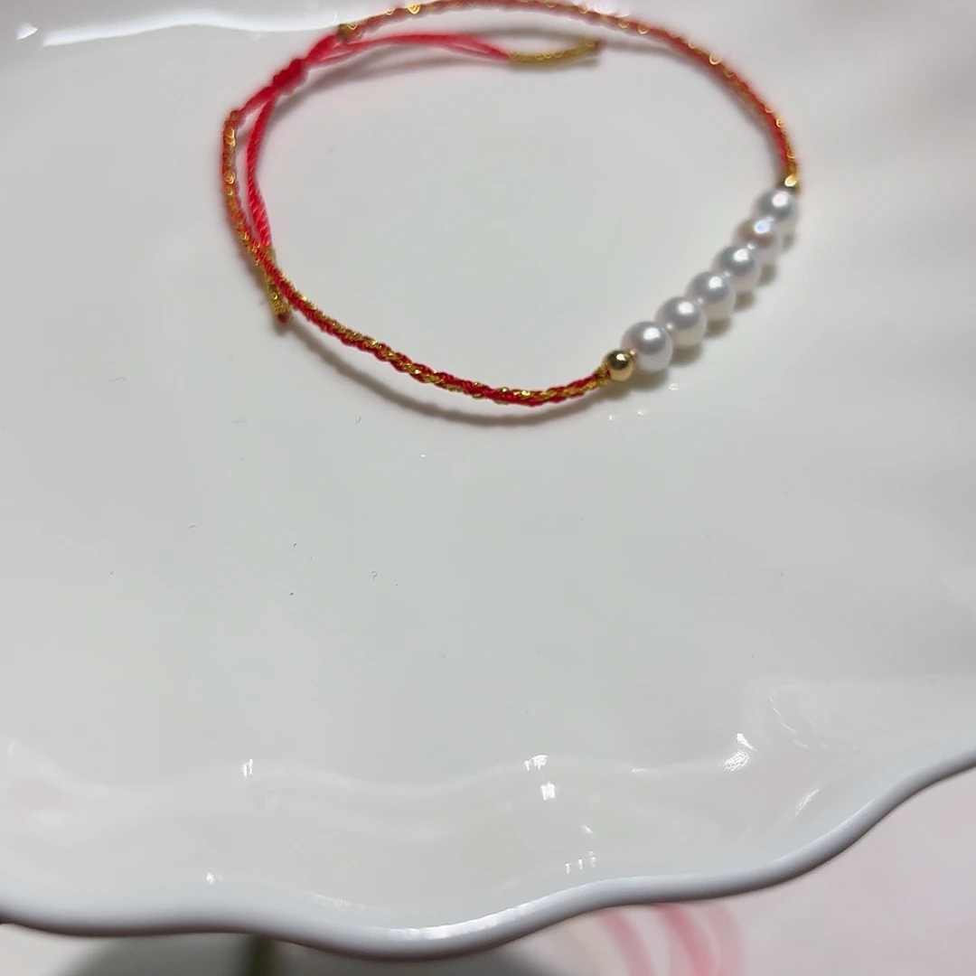 银S925镶嵌手绳淡水珍珠