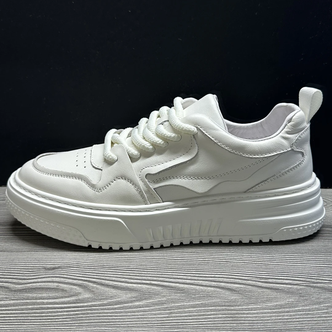 四季款休闲透气舒适牛皮小白鞋男士运动潮流百搭