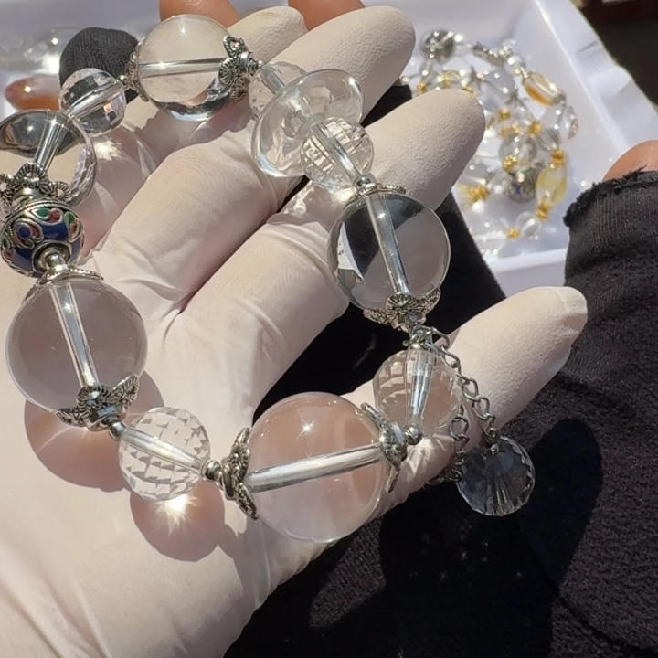 水晶手链未镶嵌非****物白水晶手串