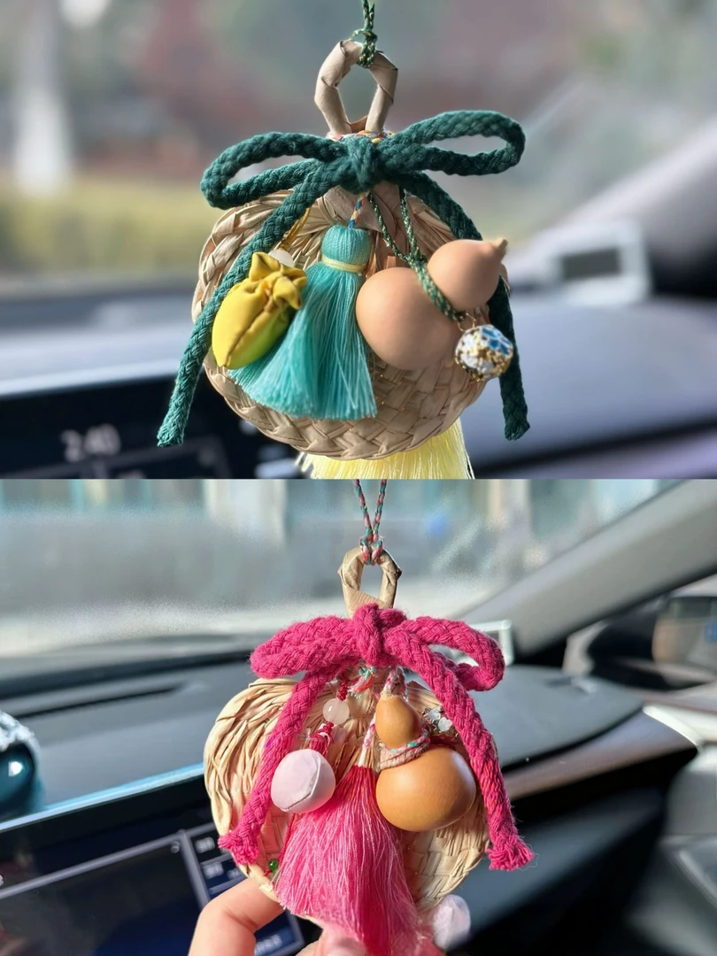 创意手工小扇子葫芦车挂喜乐香囊家居卧室门把手挂饰后视镜吊坠