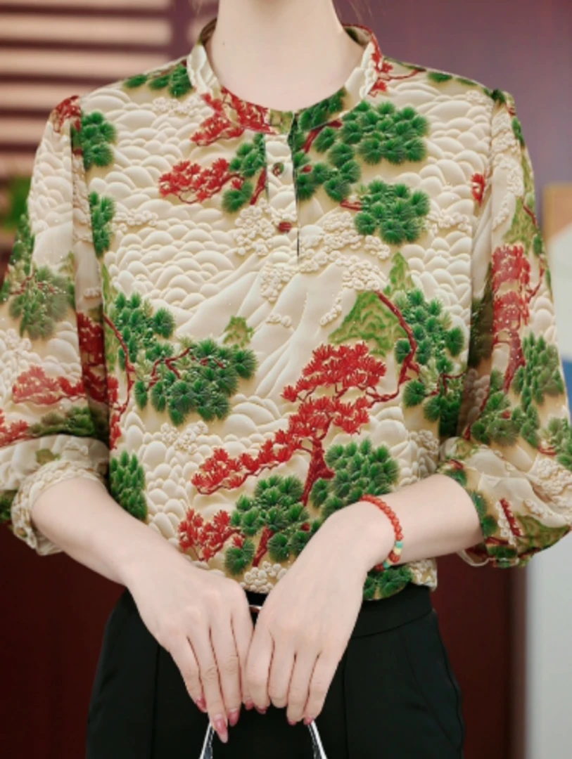 锦绣山河夏装复古高端2025新款衬衫时尚气质小衫减龄显瘦女士上衣