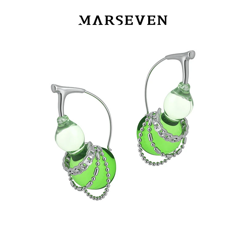 MARSEVEN 铜合金耳饰 福芦系列绿葫芦耳饰小众原创设计师款耳钉