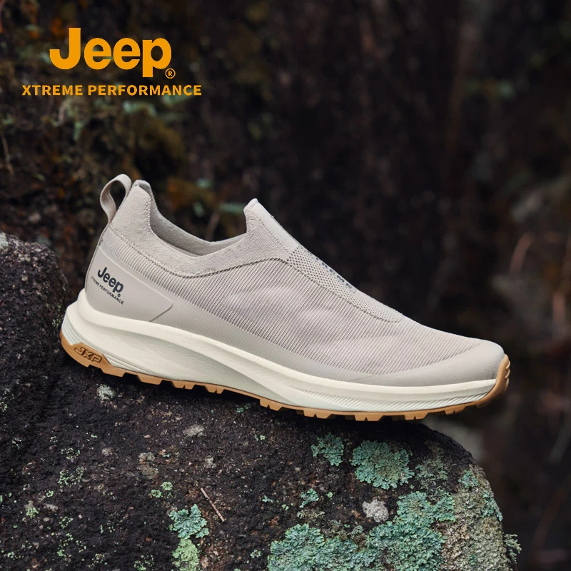 Jeep吉普户外防滑缓震登山鞋男快捷套脚透气弹力防水一脚蹬徒步鞋