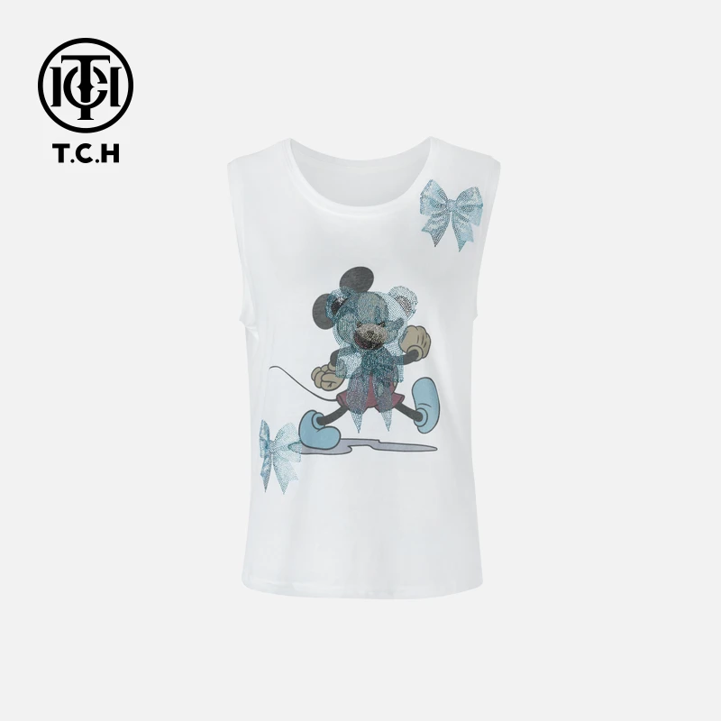 TCH私服烫钻工艺时尚休闲百搭舒适卡通背心女T75B03E5003轻奢tch