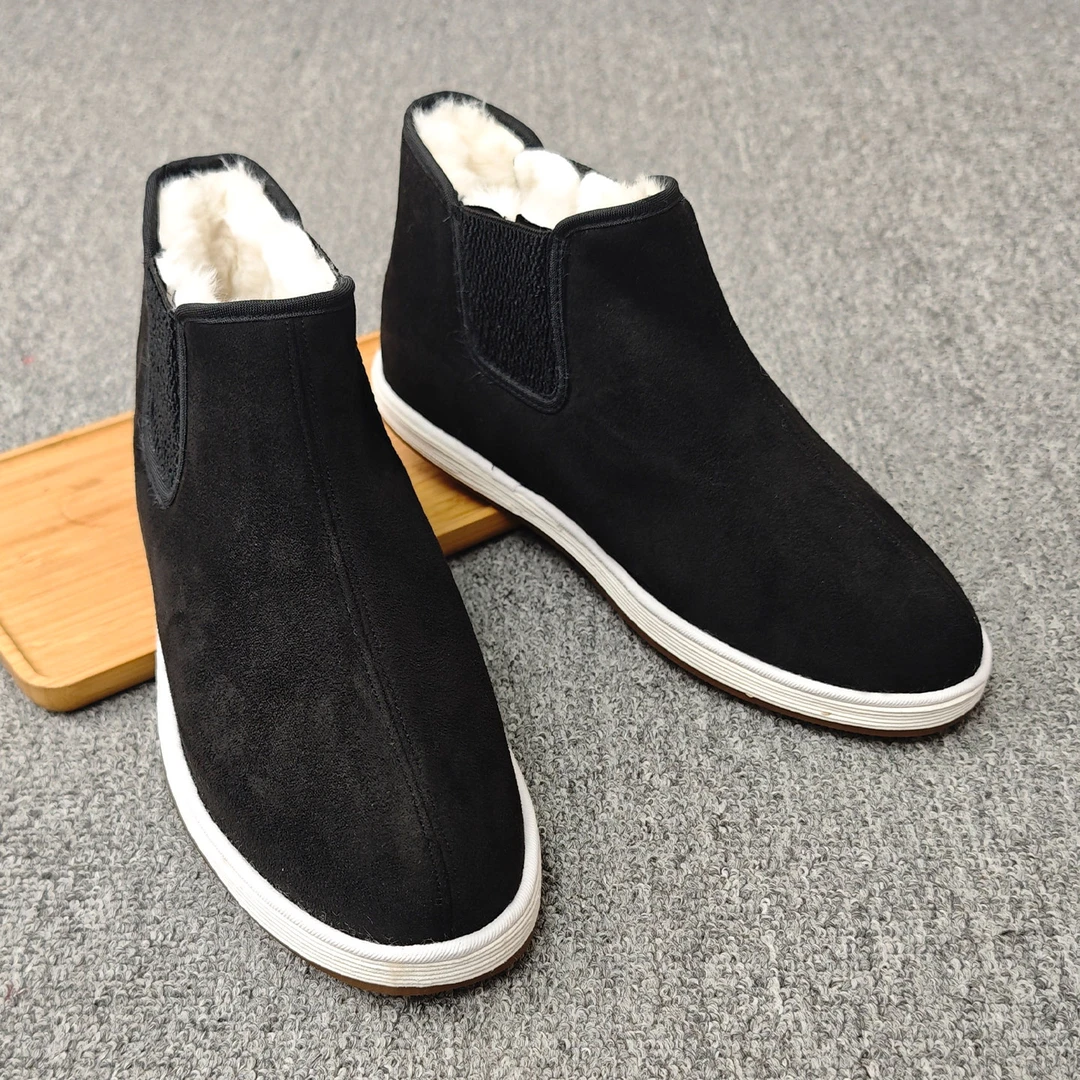 冬季中邦加绒棉布鞋男士百搭懒人一脚蹬保暖二棉鞋千层底软底布鞋