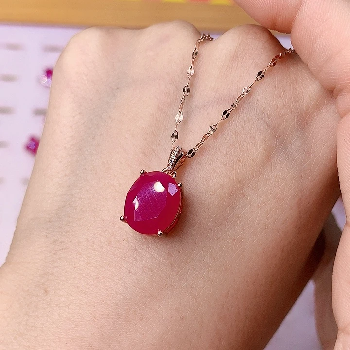 红宝石颈饰银S925镶嵌