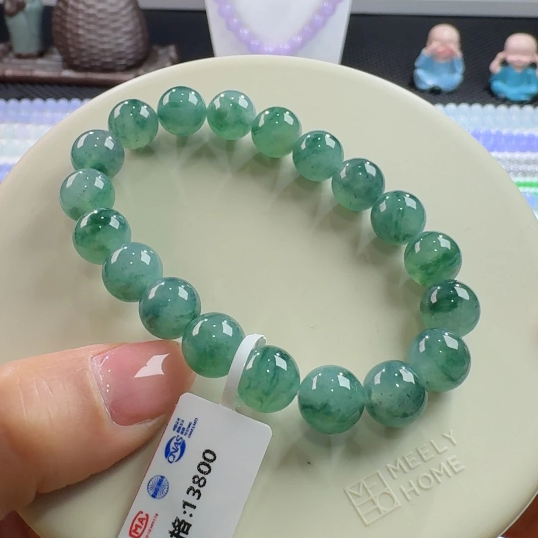 翡翠颈饰未镶嵌冰飘湖水绿单圈10mm