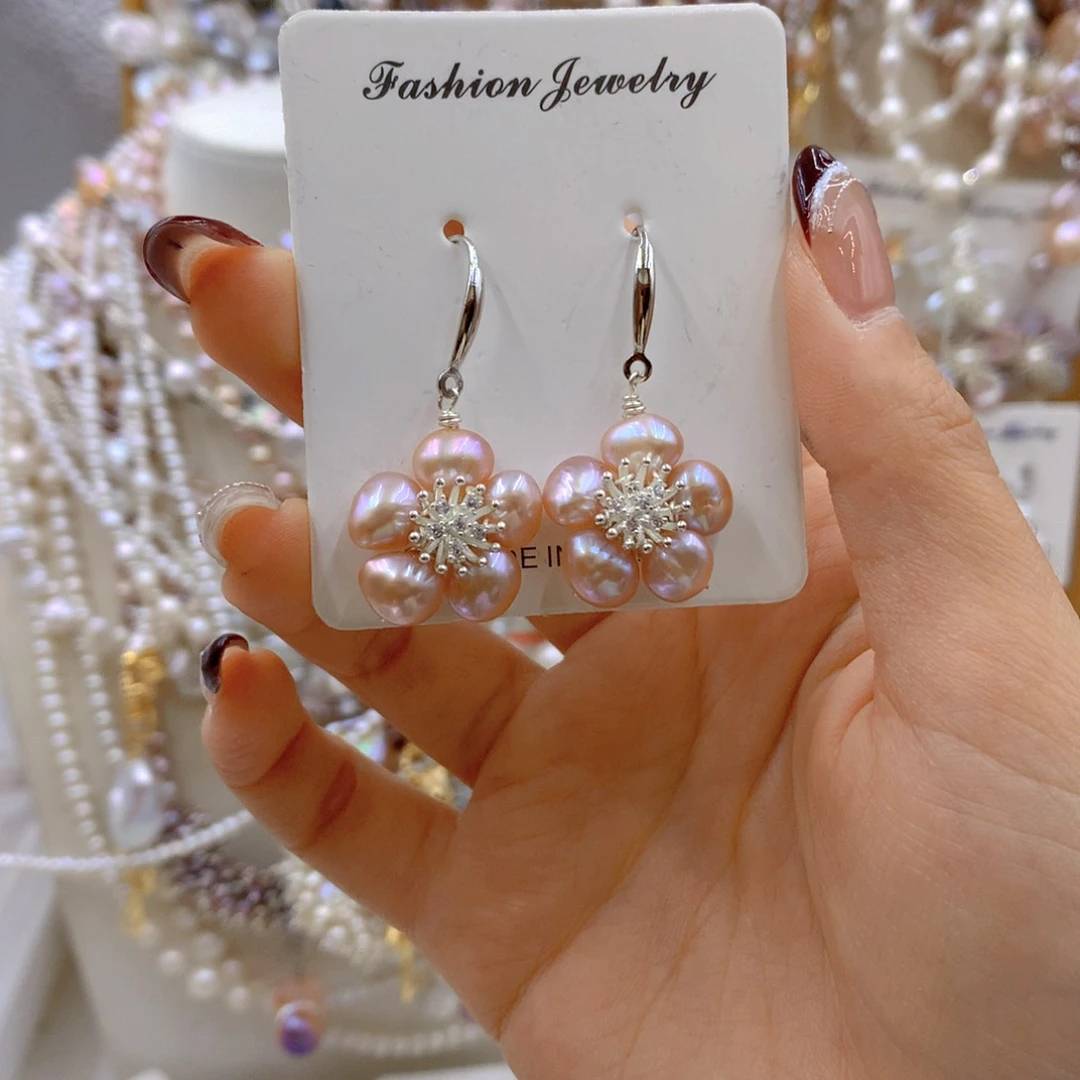 淡水珍珠耳饰银S925镶嵌