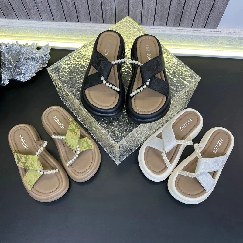 【淘蜜琳】厚底凉拖鞋女2025夏季新款不累脚仙女风一字海边沙滩拖鞋