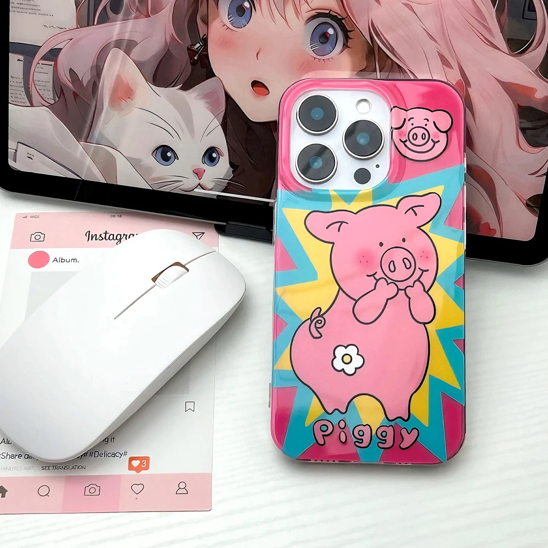 雅天立卖萌粉色猪玛莎猪适用苹果16/17手机壳华为vivo小米15 oppo