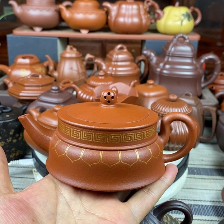 茶壶紫砂禅玉230cc原矿一厂老红土描金丝特价l