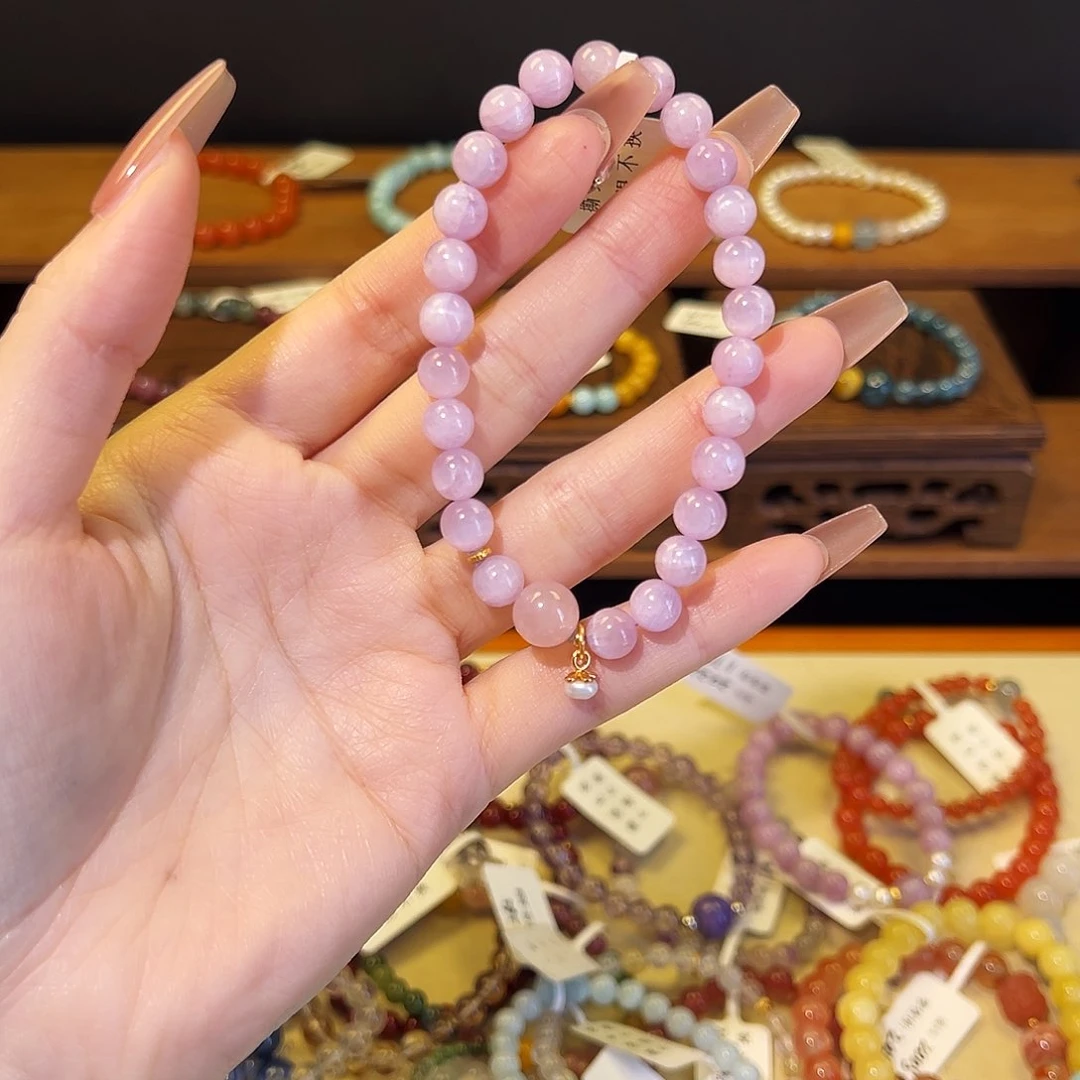 水晶手链银S925镶嵌紫锂辉1010