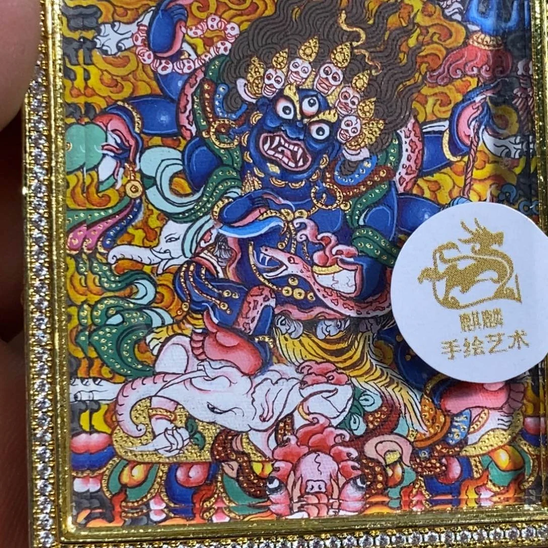 吊坠热贡纯手绘六臂大黑天