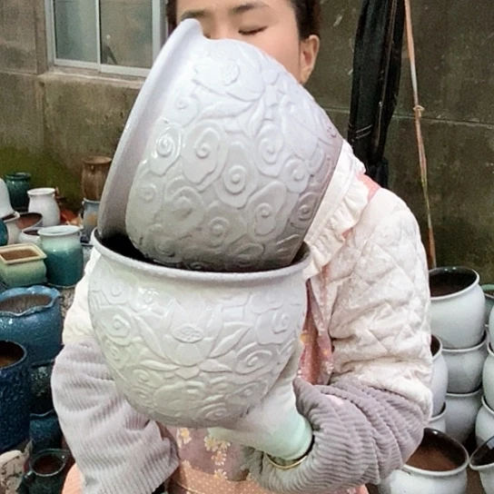 紫砂花盆瑕疵口20高16