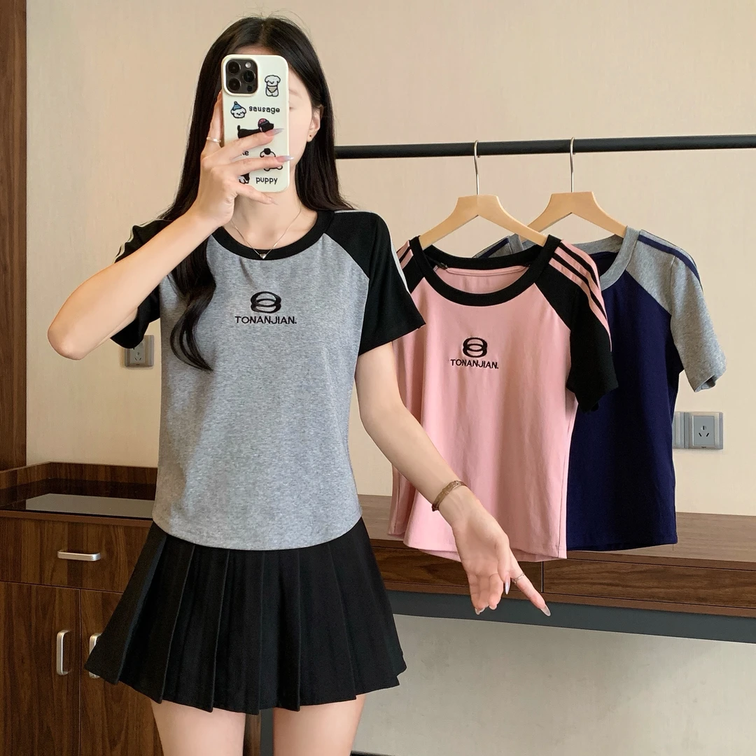 2025年春夏新款美式短袖立体刺绣T恤3078短袖