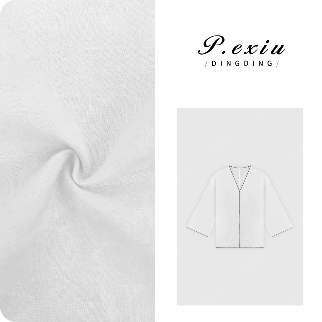 PanYiXiu/潘依绣100%苎麻极简主义拼条撞色长袖衬衫 W-62845