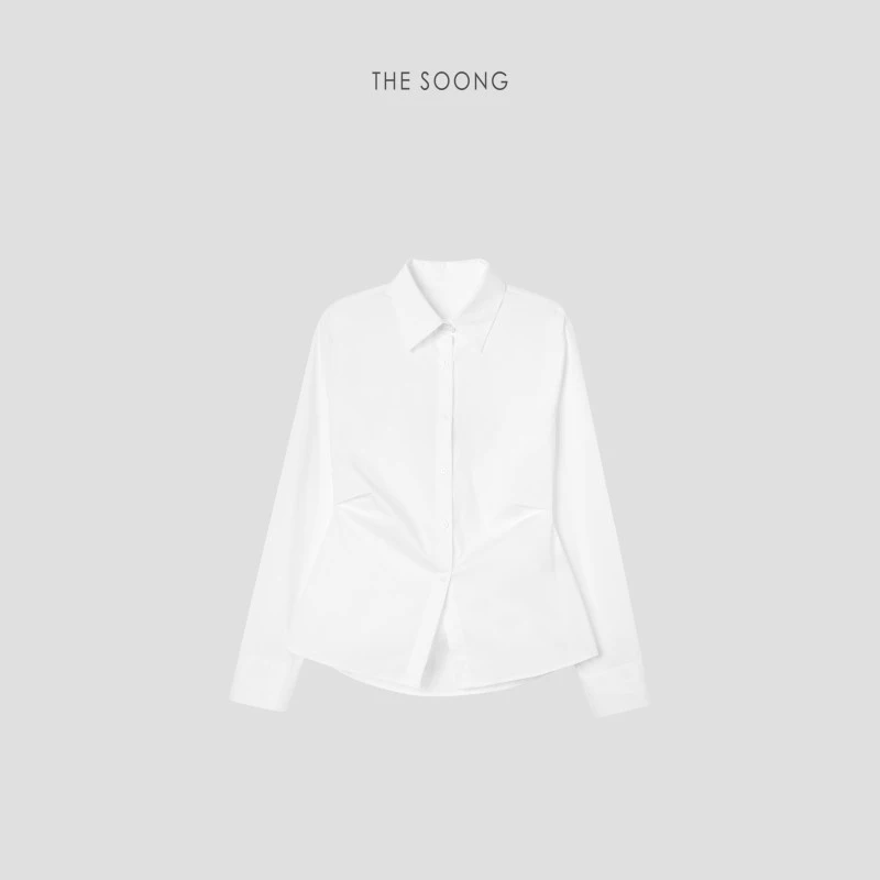 THESOONG|"小腰线"弹力筋骨感收腰翻领衬衣外套HWCS7420