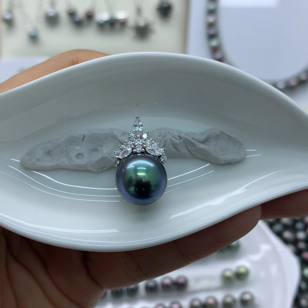 海水珍珠裸珠蓝绿光大溪地