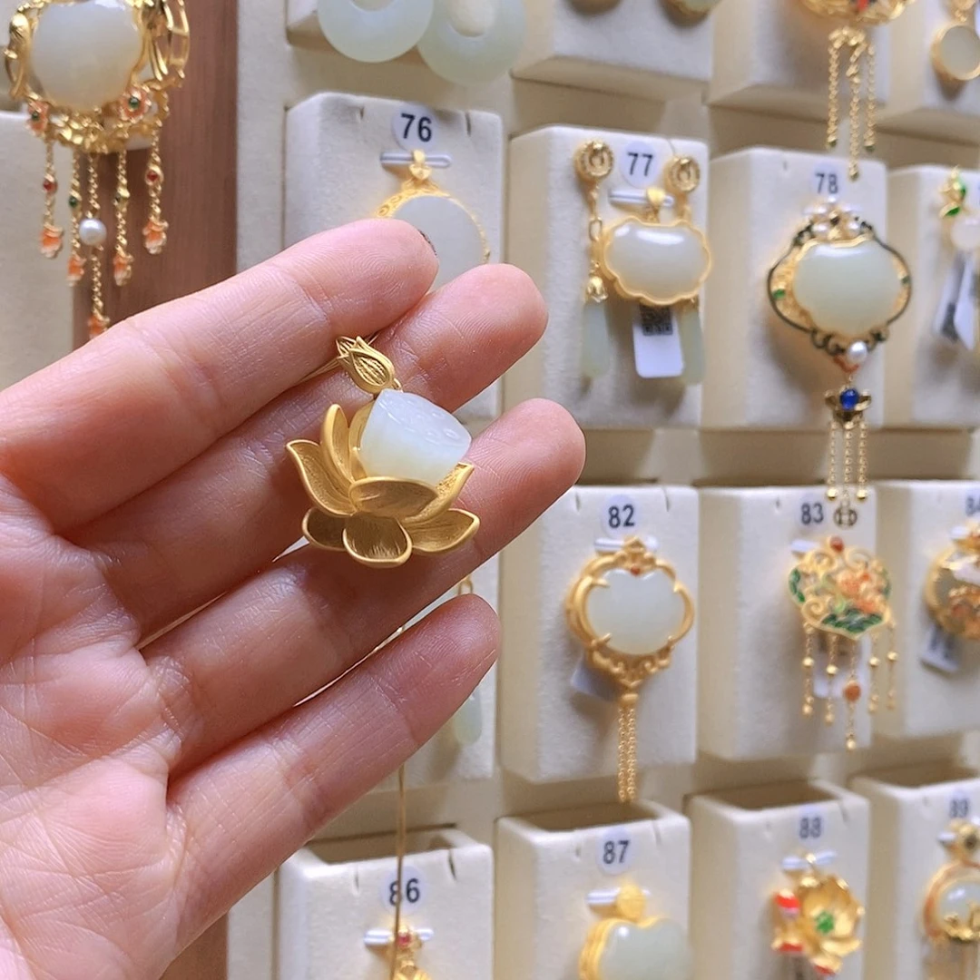 和田玉颈饰银S925镶嵌