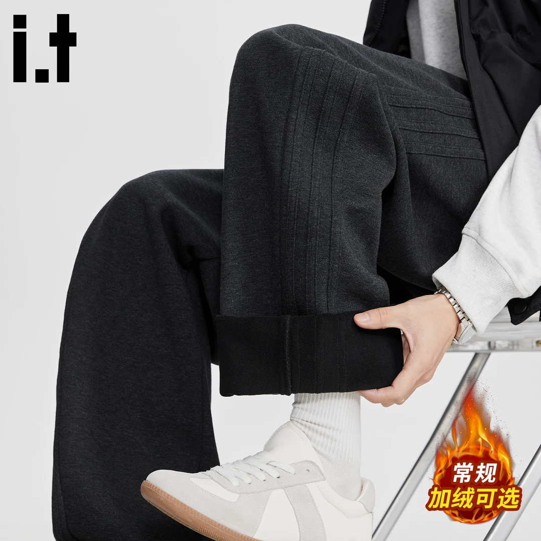 it :CHOCOOLATE宽松复古休闲卫裤男款冬季加绒加厚保暖美式运动裤