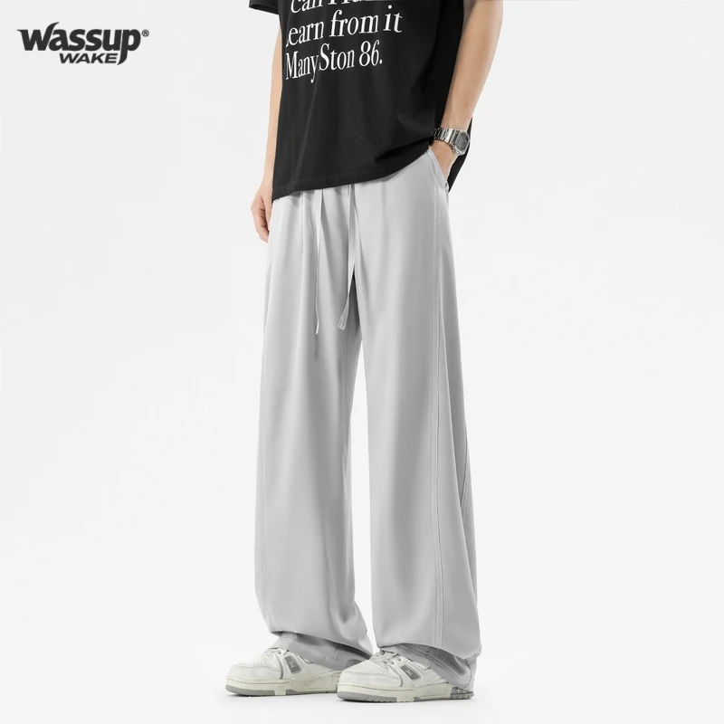 WASSUP WAKE休闲裤子男爆款2025新款冰丝速干裤男宽松直筒阔腿裤