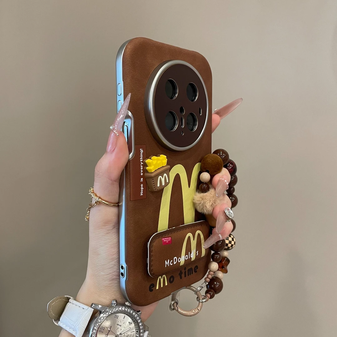 创意皮质棕英文薯条适用华为p80手机壳mate70个性p70pro女mate60