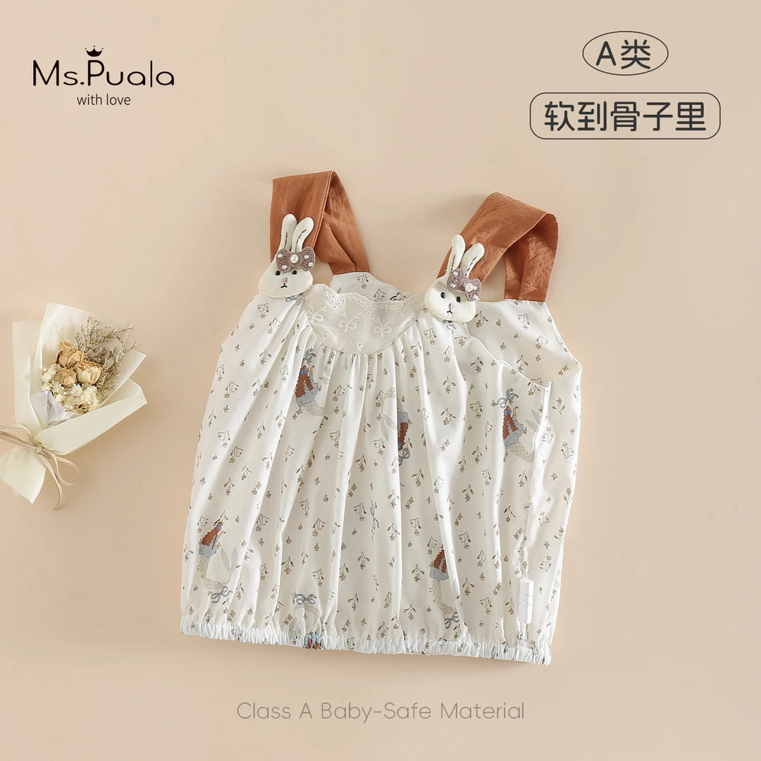 【MsPuala】婴幼儿夏季上衣女宝宝舒适无袖衬衫-MX762