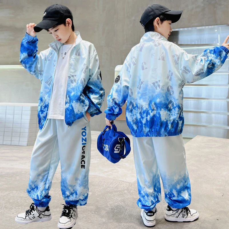 儿童装男童运动套装2025新款春秋季中大童外套潮帅气时髦男孩衣服