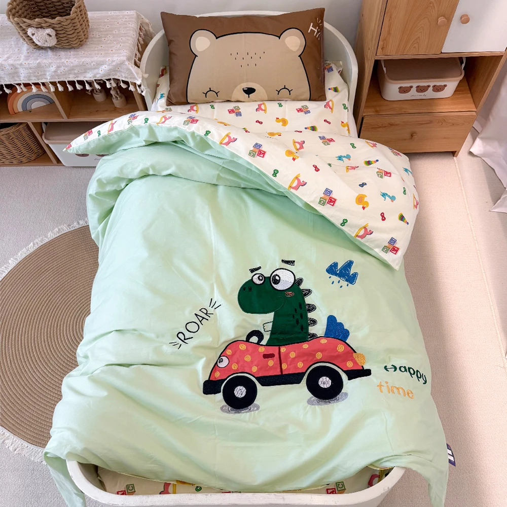 全棉幼儿园被子三件套入园专用纯棉宝宝午睡床品卡通被褥七件套